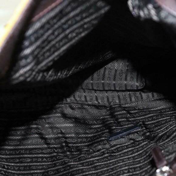 Prada Purse Yellow Canvas And Brown Leather With Chrome Hardware Satchel - Picture 3 of 9